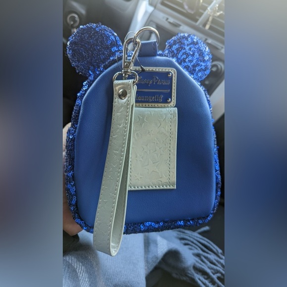 ?SALE? NWOT Loungefly Disney Parks Wishes Come True Blue Sequin Mini Backpack